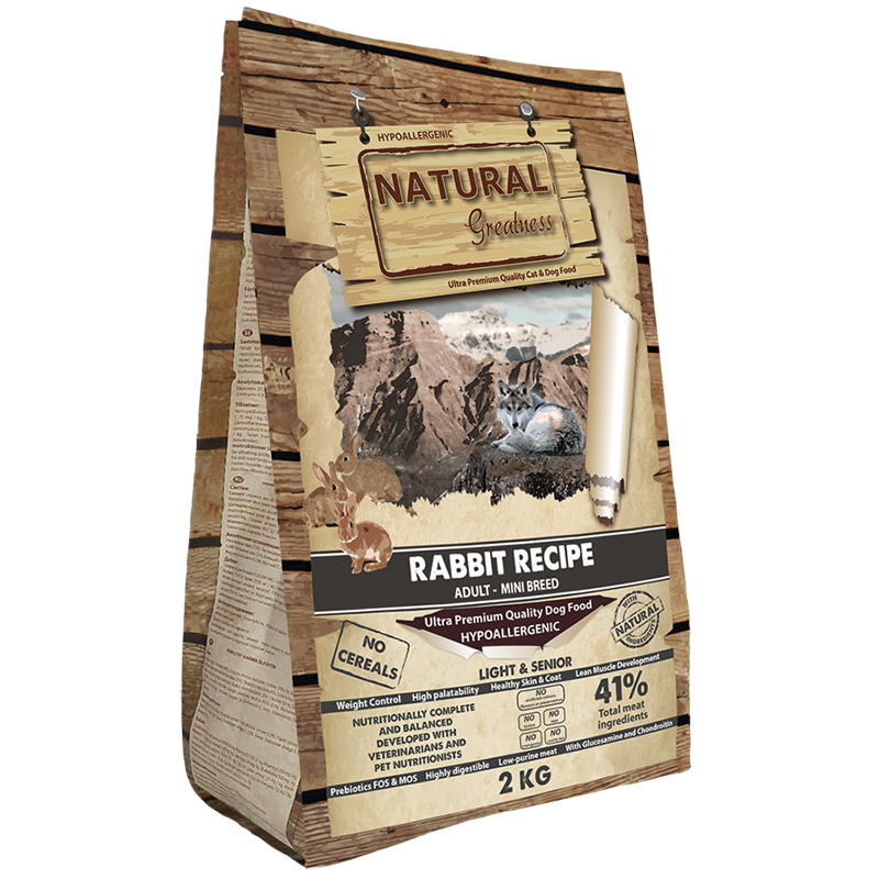 Sac de croquettes Natural Greatness Rabbit Recipe Mini pour Chien Senior Stérilisé