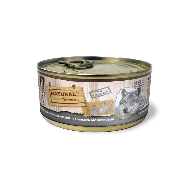 Boîte de pâtée Natural Greatness Lapin pour Chien Adulte Hypoallergénique