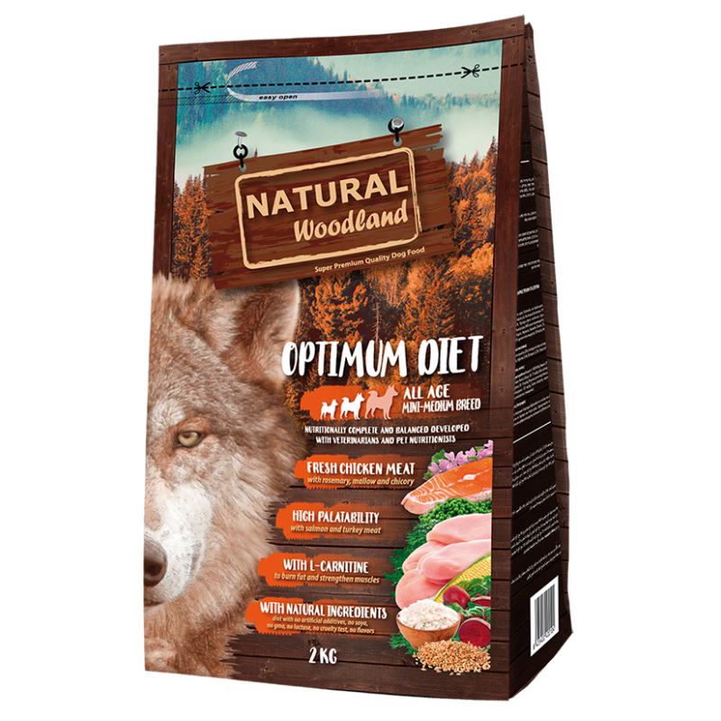 Sac de croquettes Natural Woodland Optimum Mini & Medium pour chien petite race Tous Âges