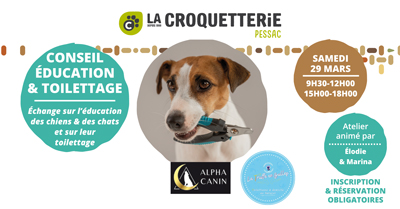Pessac - Conseils éducation & toilettage samedi 29 mars