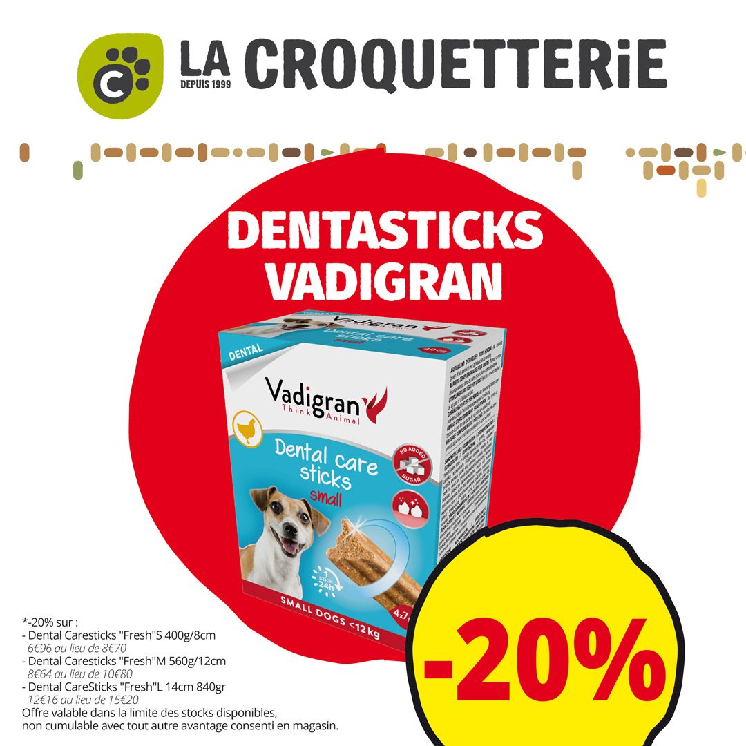 Promo sur les friandises Dentasticks Vadigran